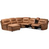 Mistral 6 Piece Reclining Sectional Sofa with Lounge in Brown Suede